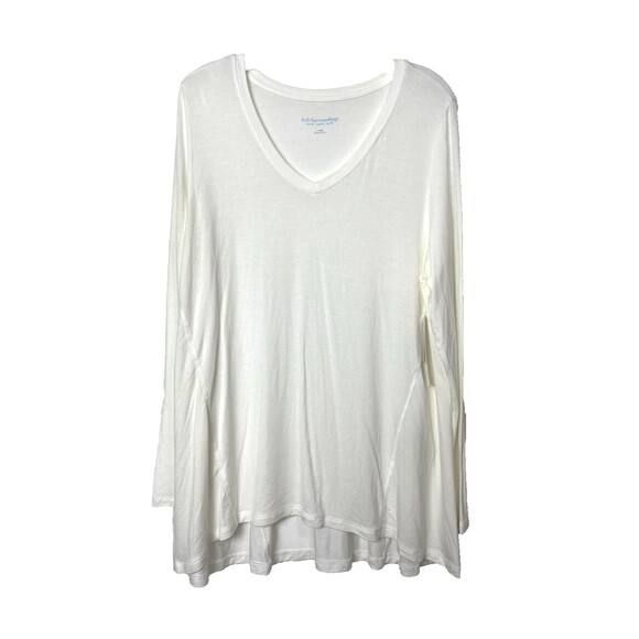 Soft Surrounds Long Sleeves Top Size L White Made in Peru Tee Modal Casual - Picture 1 of 13